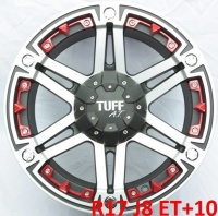 литые диски Литые диски TUFF T-01 чёрный + полированные спицы + красные вставки
