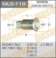 Футорка для грузовика резьба 24*1,5L/16*1.5L длина 26/51.2 ключ 17мм  Toyota Dyna Toyoace LH Арт. MLS-119